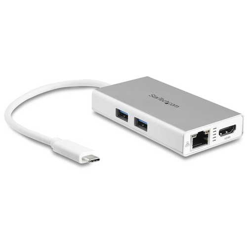 [DKT30CHPDW] StarTech.com USB-C Multiport laptop adapter Power Delivery 4K HDMI GbE USB 3.0 zilver &amp; wit